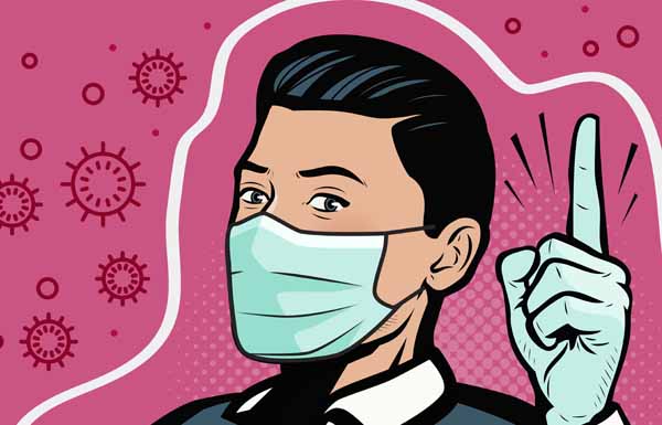 COVID-19, coronavirus. Man in medical mask. Retro comic pop art COVID-19, coronavirus. Man in medical mask. Retro comic pop art vector illustration